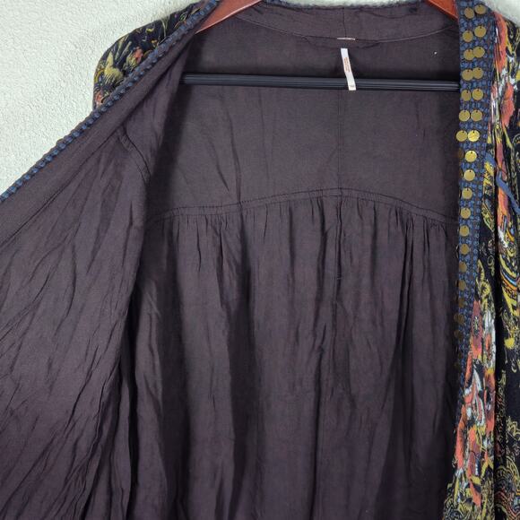 Free People Women's Jaipur Kimono Floral Embroidered Cardigan One Size Relaxed - Picture 5 of 12
